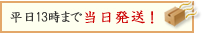 平日13時までのご注文で当日発送！