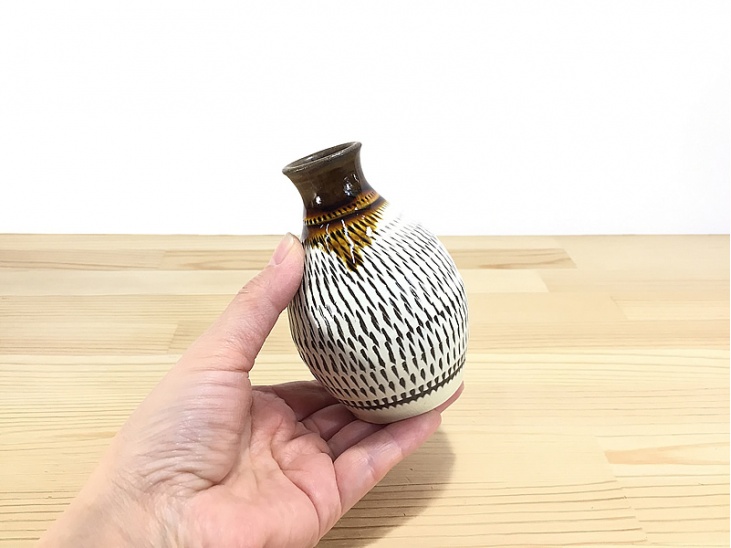 ♢民窯 九州陶磁 小鹿田焼 飛び鉋 大徳利 瓶 酒器 江戸時代 置物飾り