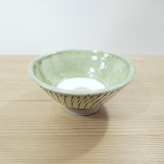 小鹿田焼の【アウトレット】４寸茶碗　緑