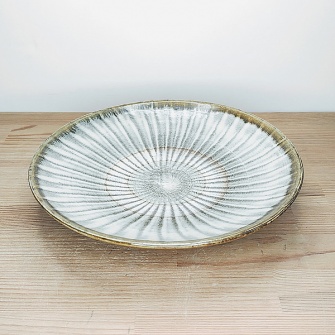 小鹿田焼の6寸皿 刷毛目(はけめ)