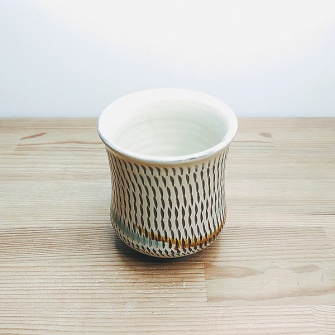 小鹿田焼の【割引中！】湯のみ　飛び鉋（とびかんな）と打ち掛け