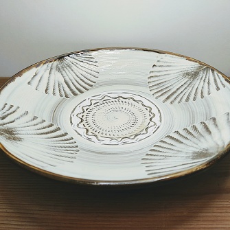 小鹿田焼の【割引中！】８寸皿　扇