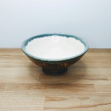 小鹿田焼の茶碗　飴色　刷毛目