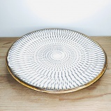 小鹿田焼の【アウトレット】7寸皿 飛び鉋(とびかんな)