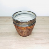 小鹿田焼の【割引中】チューハイカップ 茶飛び鉋