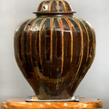 小鹿田焼の【希少】特大壺 流し掛け(ながしかけ)