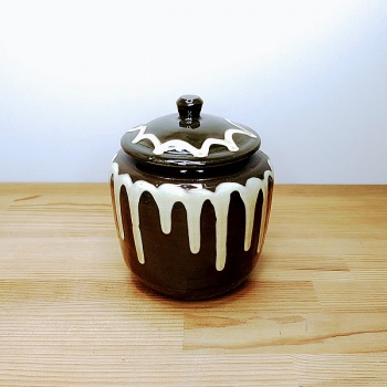 小鹿田焼の3合壺 流し掛け(ながしかけ)