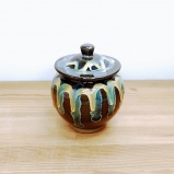 小鹿田焼おすすめの1合壷 流し掛け(ながしかけ)